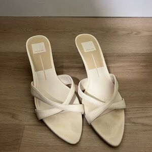 Dolce Vita Cream Cross-Strap Mules kitten heel